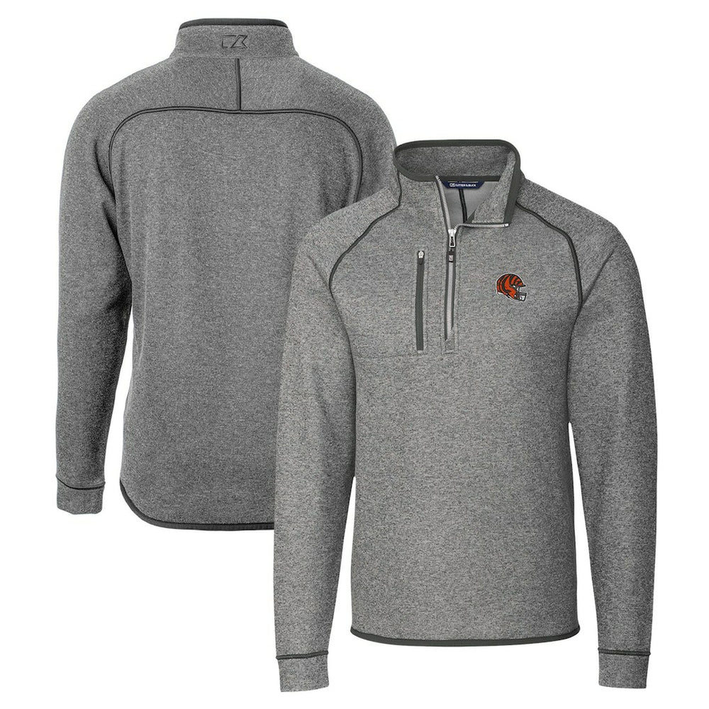 Cincinnati Bengals Cutter & Buck Helmet Mainsail Sweater-Knit Half-Zip Pullover Jacket - Silver sale