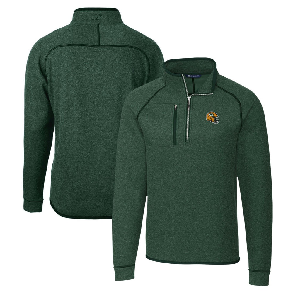 Green Bay Packers Cutter & Buck Helmet Mainsail Sweater-Knit Half-Zip Pullover Jacket - Hunter Green for sale