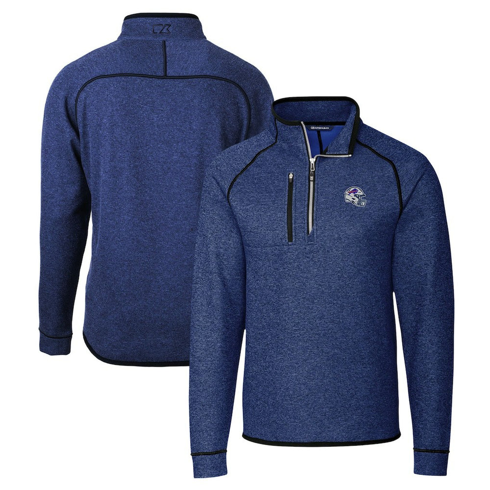 Buffalo Bills Cutter & Buck Helmet Mainsail Sweater-Knit Half-Zip Pullover Jacket - Blue outlet