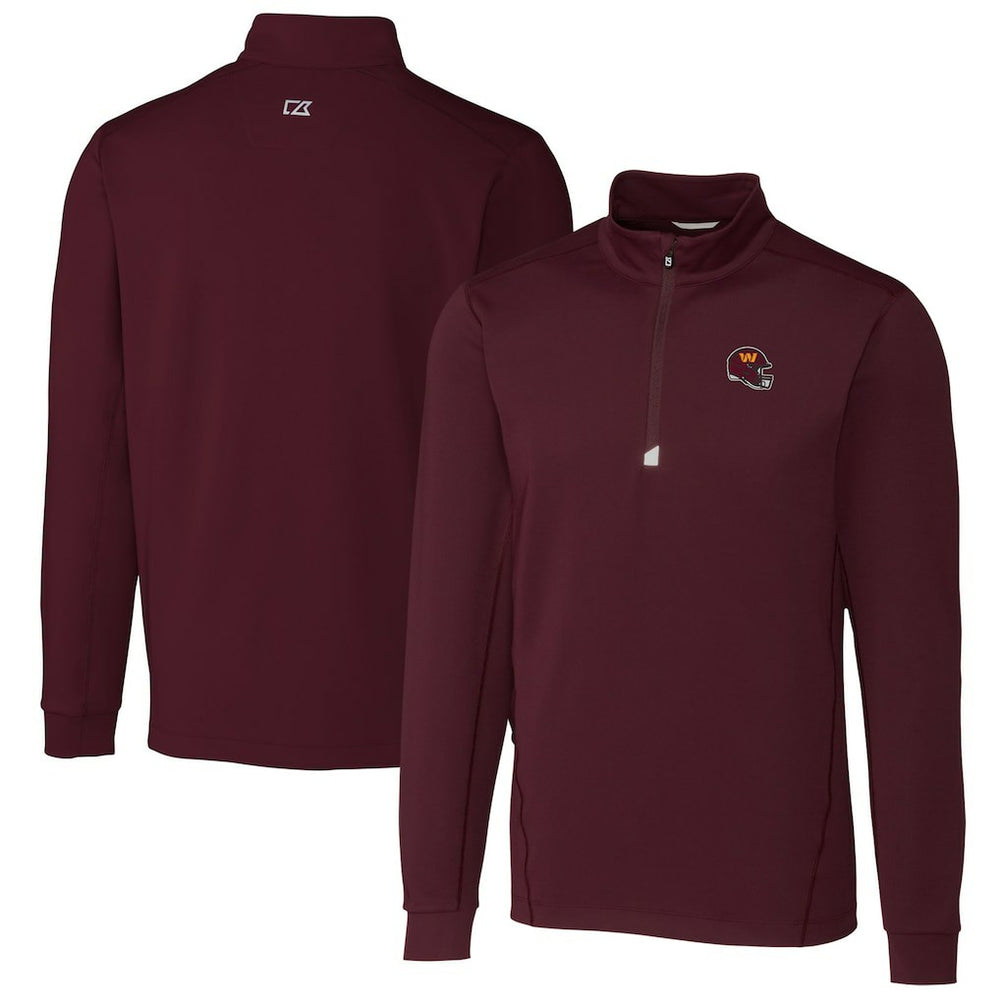 Washington Commanders Cutter & Buck Helmet Traverse Stretch Quarter-Zip Pullover Top - Burgundy discount