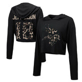 Justin Jefferson Minnesota Vikings Majestic Threads Women's Leopard Player Name & Number Long Sleeve Cropped Hoodie - Black discount
