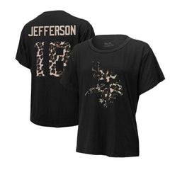 Justin Jefferson Minnesota Vikings Majestic Threads Women's Leopard Player Name & Number T-Shirt - Black outlet