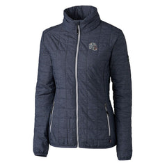 New England Patriots Cutter & Buck Women's Helmet Logo Rainier PrimaLoft Eco Insulated Full-Zip Puffer Jacket - Heather Navy sale