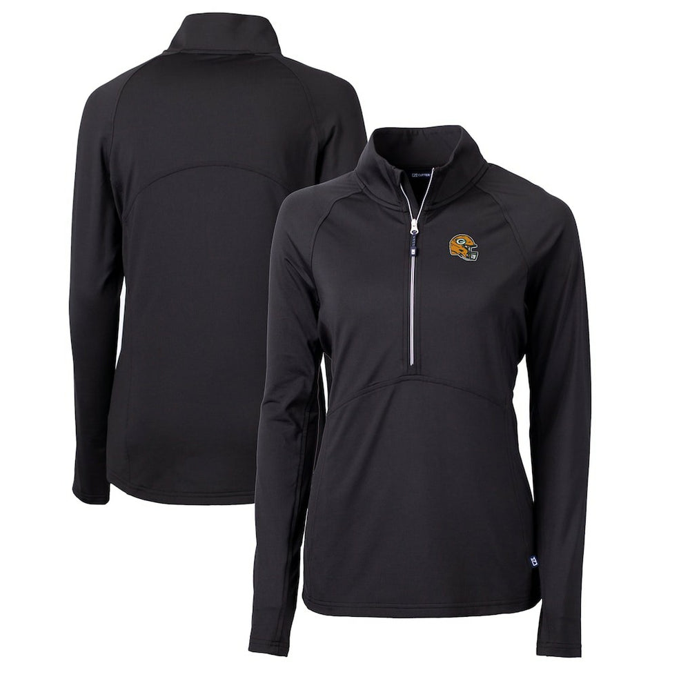 Green Bay Packers Cutter & Buck Women's Helmet Logo Adapt Eco Knit Stretch Recycled Half-Zip Pullover Top - Black discount