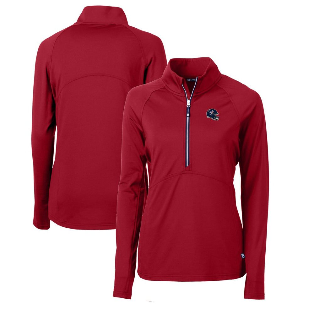 Houston Texans Cutter & Buck Women's Helmet Logo Adapt Eco Knit Stretch Recycled Half-Zip Pullover Top - Red outlet