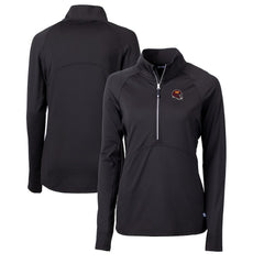 Washington Commanders Cutter & Buck Women's Helmet Logo Adapt Eco Knit Stretch Recycled Half-Zip Pullover Top - Black sale