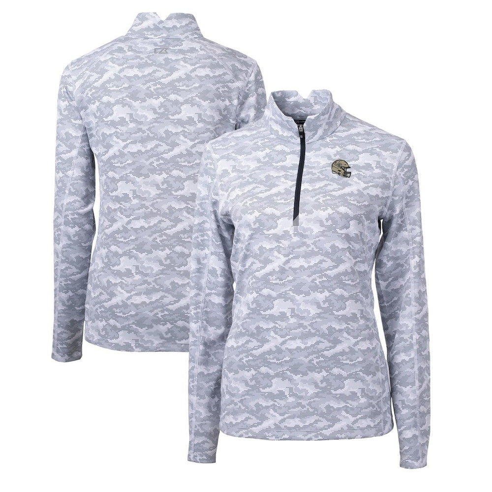 New Orleans Saints Cutter & Buck Women's Helmet Logo Traverse Camo Print Stretch Quarter-Zip Pullover Top - Charcoal cheap