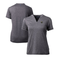 Jacksonville Jaguars Cutter & Buck Women's Helmet Logo DryTec Forge Stretch V-Neck Blade Top - Heather Charcoal outlet