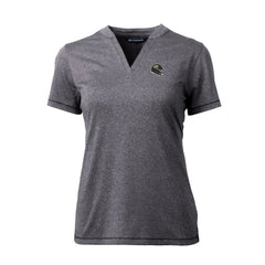 Jacksonville Jaguars Cutter & Buck Women's Helmet Logo DryTec Forge Stretch V-Neck Blade Top - Heather Charcoal outlet