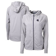 Minnesota Vikings Cutter & Buck Women's Helmet Logo Adapt Eco Knit Hybrid Recycled Full-Zip Hoodie - Heather Gray on sale