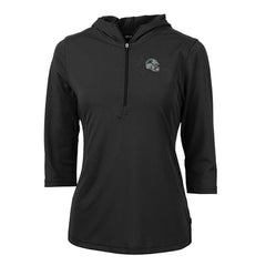 Carolina Panthers Cutter & Buck Women's Helmet Logo DryTec Virtue Eco Pique Recycled 3/4-Sleeve Half-Zip Pullover Hoodie - Black online