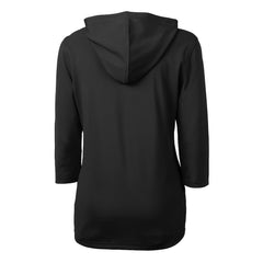 Carolina Panthers Cutter & Buck Women's Helmet Logo DryTec Virtue Eco Pique Recycled 3/4-Sleeve Half-Zip Pullover Hoodie - Black online