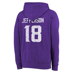 Justin Jefferson Minnesota Vikings Majestic Threads Name & Number Tri-Blend Pullover Hoodie - Purple outlet