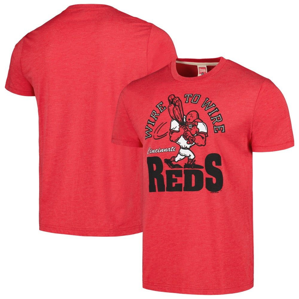 Cincinnati Reds Homage Doodle Collection Wire to Wire Tri-Blend T-Shirt - Red