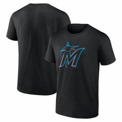 Miami Marlins Logo Athletic Official Logo T-Shirt - Black