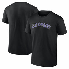 Colorado Rockies Logo Athletic Wordmark T-Shirt - Black