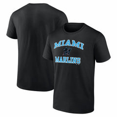 Miami Marlins Logo Athletic Heart and Soul T-Shirt - Black