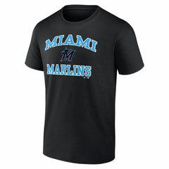 Miami Marlins Logo Athletic Heart and Soul T-Shirt - Black