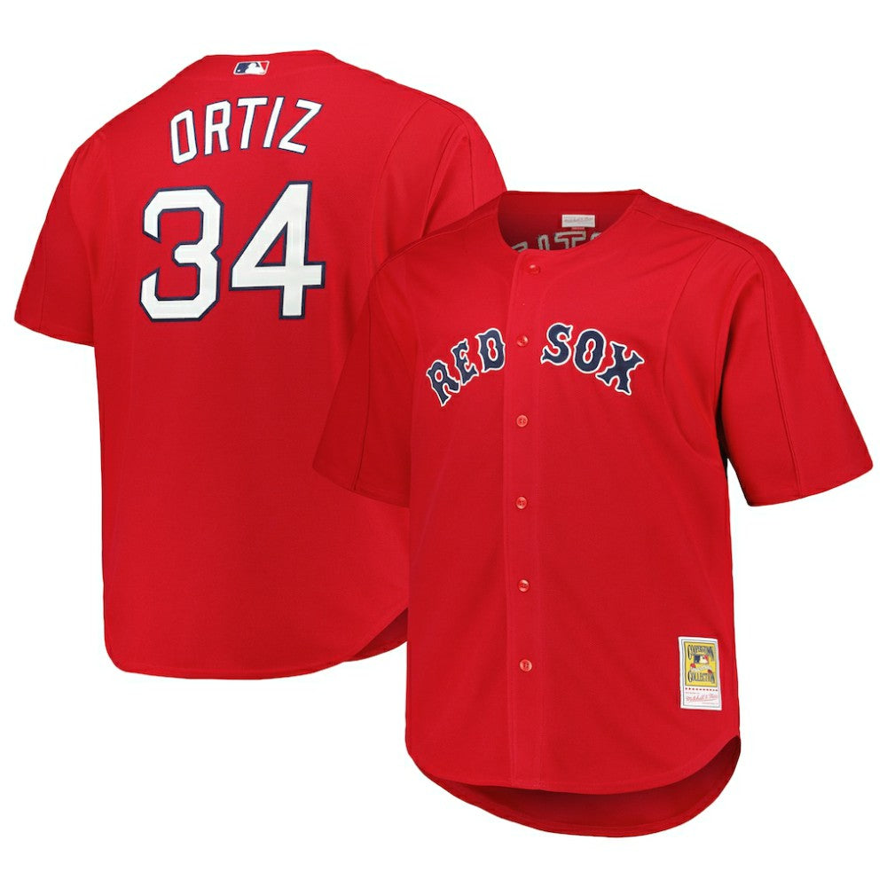 David Ortiz Boston Red Sox Big & Tall Cooperstown Mesh Batting Practice Jersey - Red | Mitchell & Ness