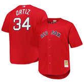 David Ortiz Boston Red Sox Big & Tall Cooperstown Mesh Batting Practice Jersey - Red | Mitchell & Ness