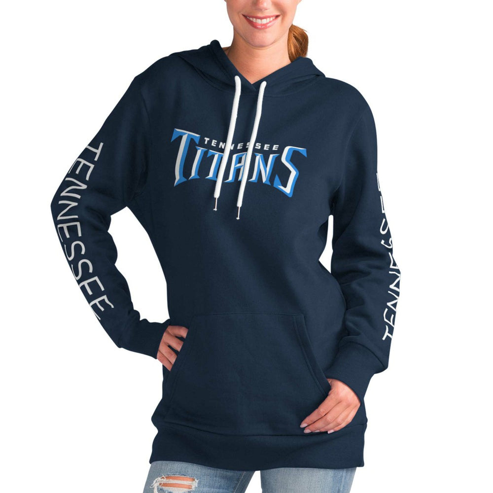 Tennessee Titans G-III 4Her by Carl Banks Women's Extra Inning Pullover Hoodie - Navy on sale