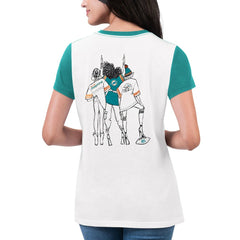 Miami Dolphins G-III 4Her by Carl Banks Women's Fashion Illustration T-Shirt - White/Aqua outlet