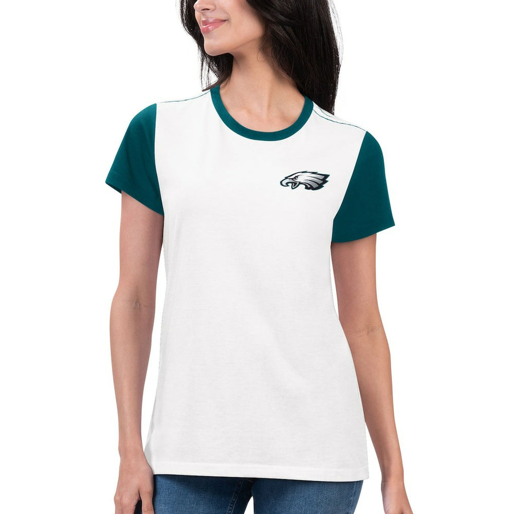 Philadelphia Eagles G-III 4Her by Carl Banks Women's Fashion Illustration T-Shirt - White/Midnight Green discount