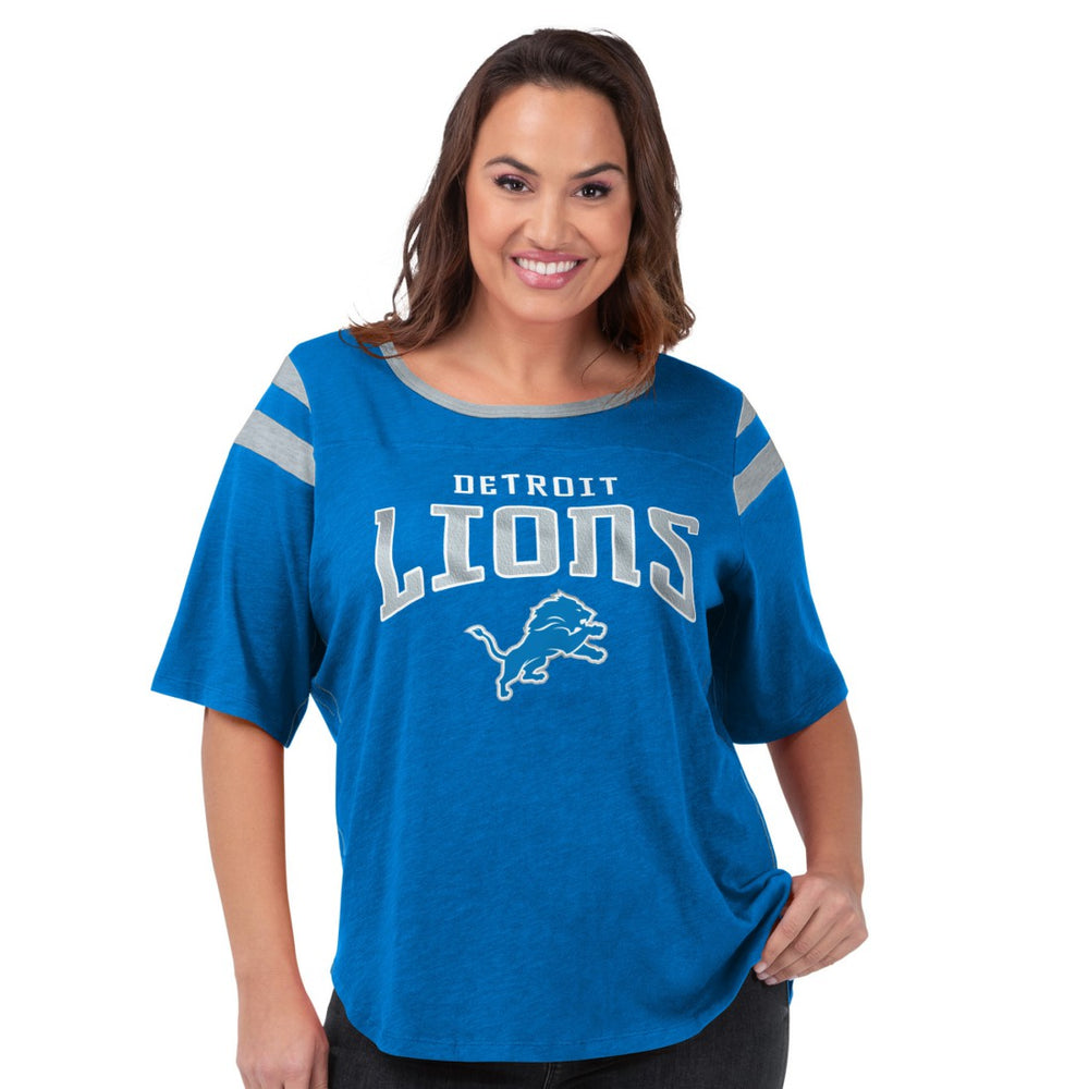 Detroit Lions G-III 4Her by Carl Banks Women's Plus Size Linebacker T-Shirt - Royal for sale