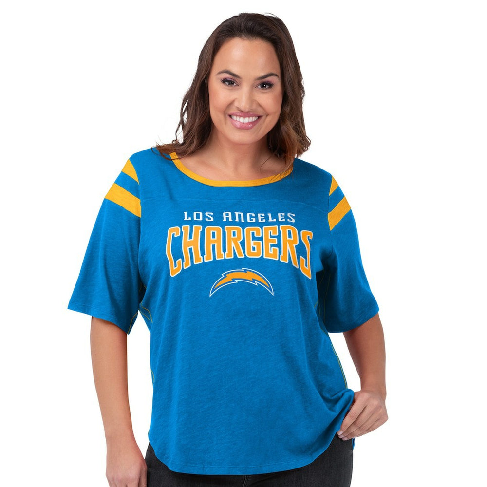 Los Angeles Chargers G-III 4Her by Carl Banks Women's Plus Size Linebacker T-Shirt - Light Blue outlet