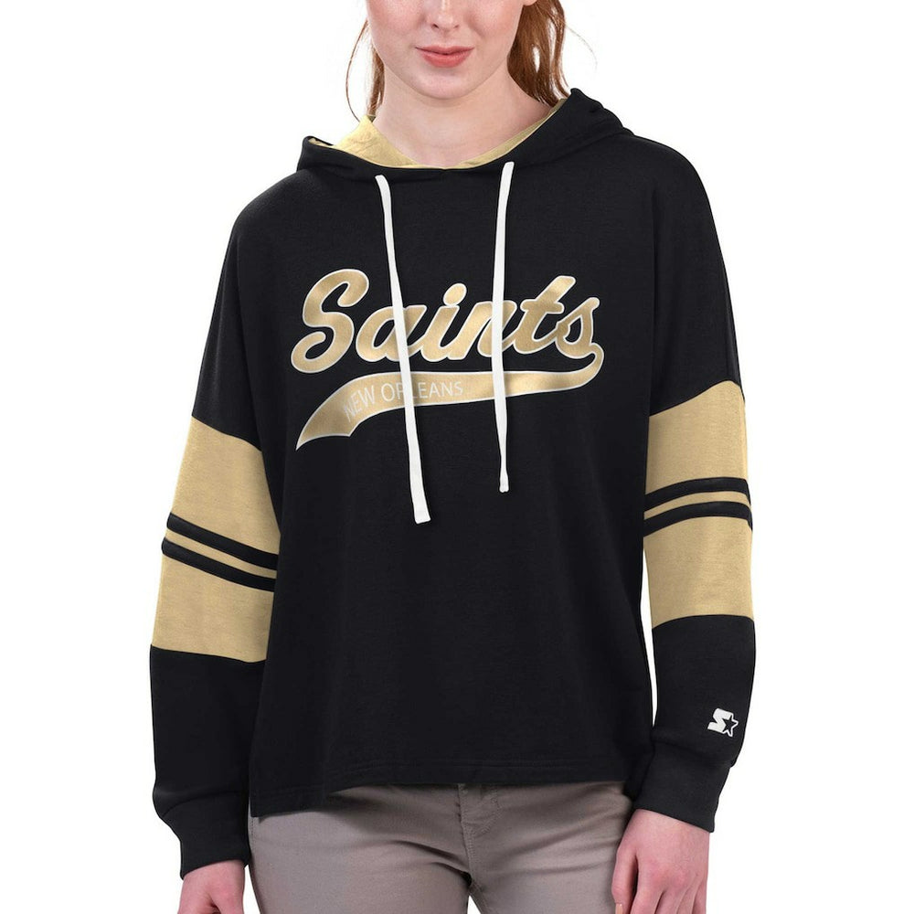 New Orleans Saints Starter Women's Bump And Run Long Sleeve Hoodie T-Shirt - Black outlet