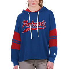 New England Patriots Starter Women's Bump And Run Long Sleeve Hoodie T-Shirt - Royal sale