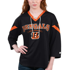 Cincinnati Bengals Starter Women's Rally Lace-Up 3/4 Sleeve T-Shirt - Black online