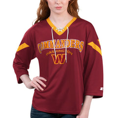 Washington Commanders Starter Women's Rally Lace-Up 3/4 Sleeve T-Shirt - Burgundy online