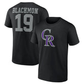 Charlie Blackmon Colorado Rockies Player Icon Name & Number T-Shirt - Black