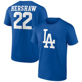 Clayton Kershaw Los Angeles Dodgers Player Icon Name & Number T-Shirt - Royal