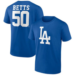 Mookie Betts Los Angeles Dodgers Player Icon Name & Number T-Shirt - Royal