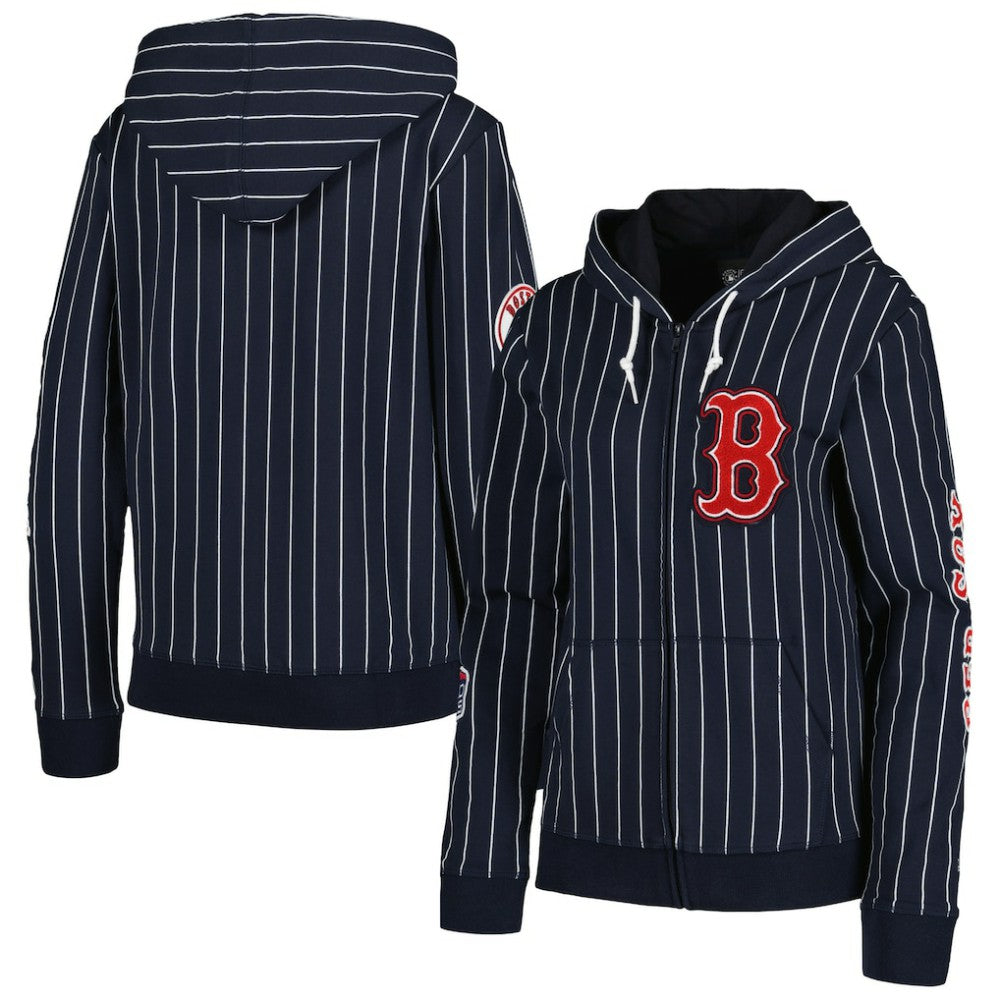 Boston Red Sox Women's Pinstripe Tri-Blend Full-Zip Jacket - Navy | New Era
