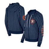 Houston Astros Women's Pinstripe Tri-Blend Full-Zip Hoodie Jacket - Navy | New Era