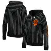 San Francisco Giants Women's Pinstripe Tri-Blend Full-Zip Jacket - Black | New Era