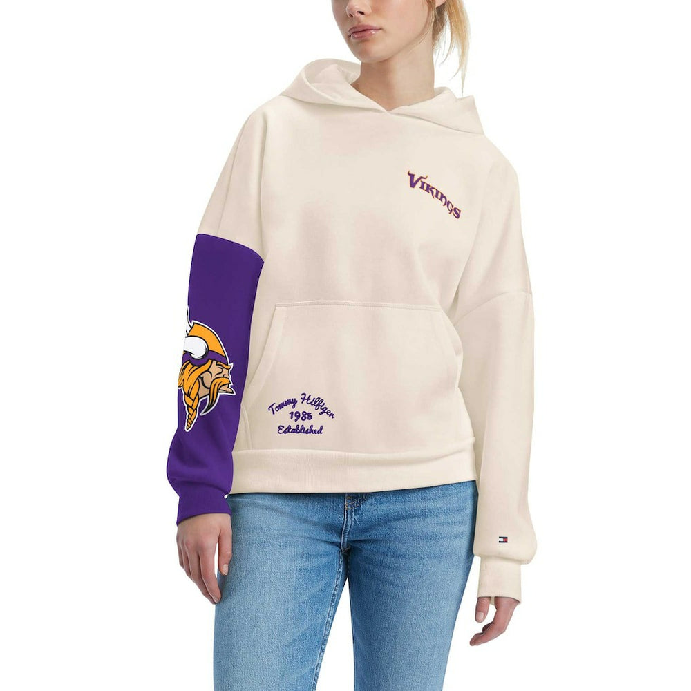 Minnesota Vikings Tommy Hilfiger Women's Harriet Pullover Hoodie - Cream/Purple outlet