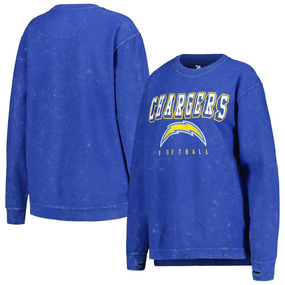 Los Angeles Chargers G-III 4Her by Carl Banks Women's Comfy Cord Pullover Sweatshirt - Powder Blue discount