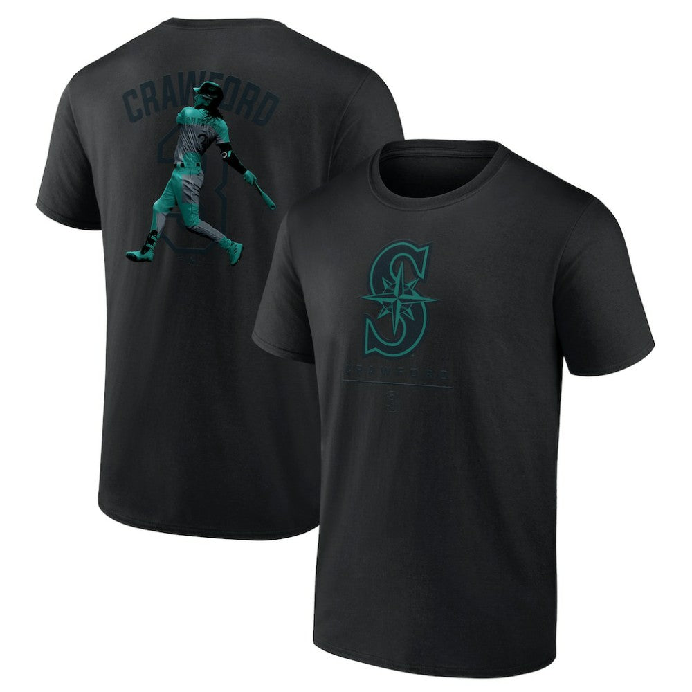 J.P. Crawford Seattle Mariners Double Play Name & Number T-Shirt - Black