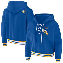 St. Louis Blues WEAR by Erin Andrews Women's Lace-Up Pullover Hoodie Blue