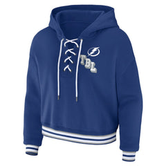 Tampa Bay Lightning WEAR by Erin Andrews Women's Lace-Up Pullover Hoodie Blue