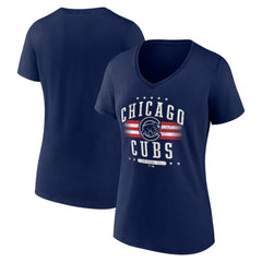 Chicago Cubs Women's Americana Team V-Neck T-Shirt - Navy