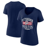 Pittsburgh Pirates Women's Americana Team V-Neck T-Shirt - Navy