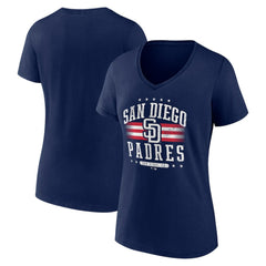 San Diego Padres Women's Americana Team V-Neck T-Shirt - Navy