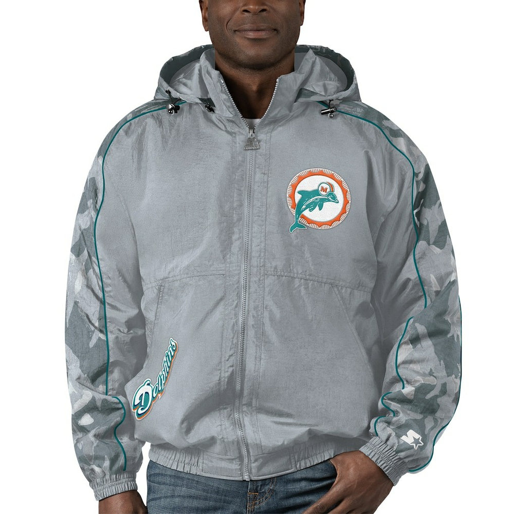 Miami Dolphins Starter Thursday Night Gridiron Throwback Full-Zip Jacket - Gray on sale