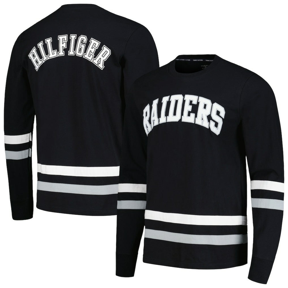Las Vegas Raiders Tommy Hilfiger Nolan Long Sleeve T-Shirt - Black/Silver cheap