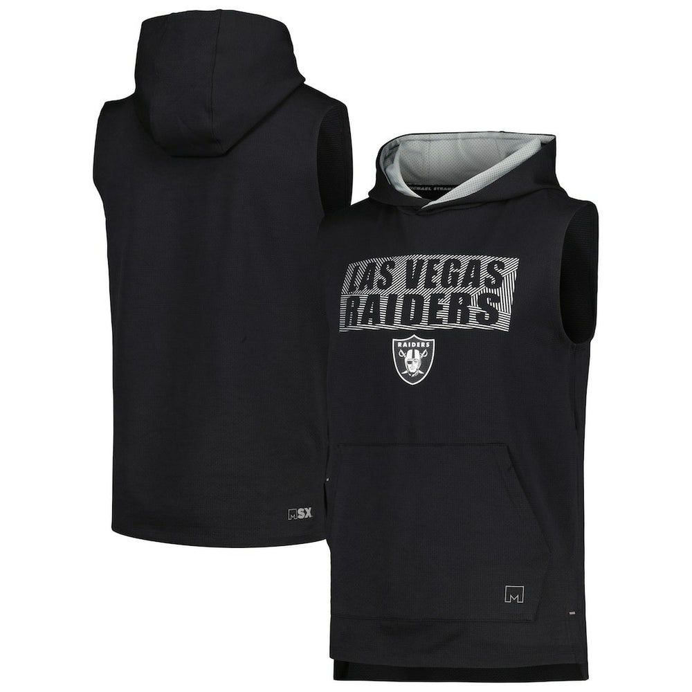 Las Vegas Raiders MSX by Michael Strahan Marathon Sleeveless Pullover Hoodie - Black sale